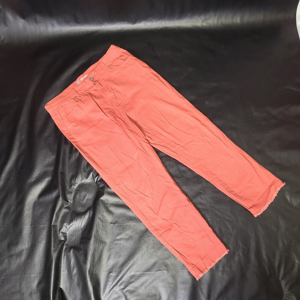 No boundaries high-rise copper pants with distressed hem, size 15
